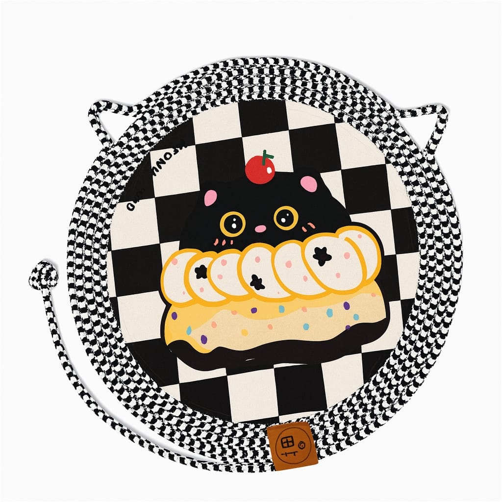 Cartoon Printed Multipurpose Woven Cotton Cord Cat Scratching / Scratcher Pad as Pet Bed with Teaser Ball