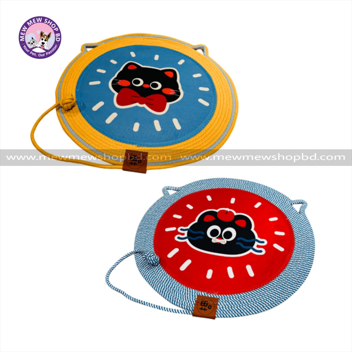 Cartoon Printed Multipurpose Woven Cotton Cord Cat Scratching / Scratcher Pad as Pet Bed with Teaser Ball