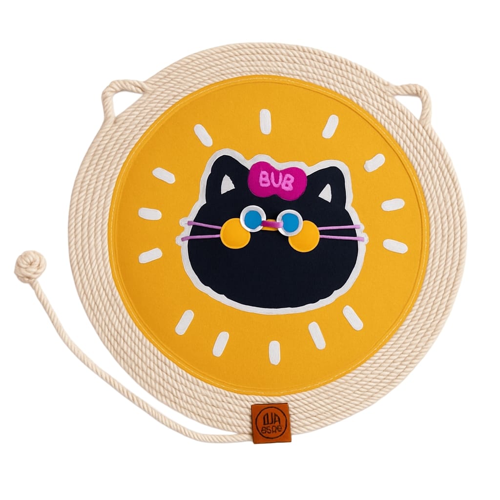 Cartoon Printed Multipurpose Woven Cotton Cord Cat Scratching / Scratcher Pad as Pet Bed with Teaser Ball