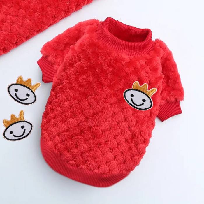 Full Sleeve Smile Design Fluffy Dress  Pet Cat Winter Sweater ( No Exchange )