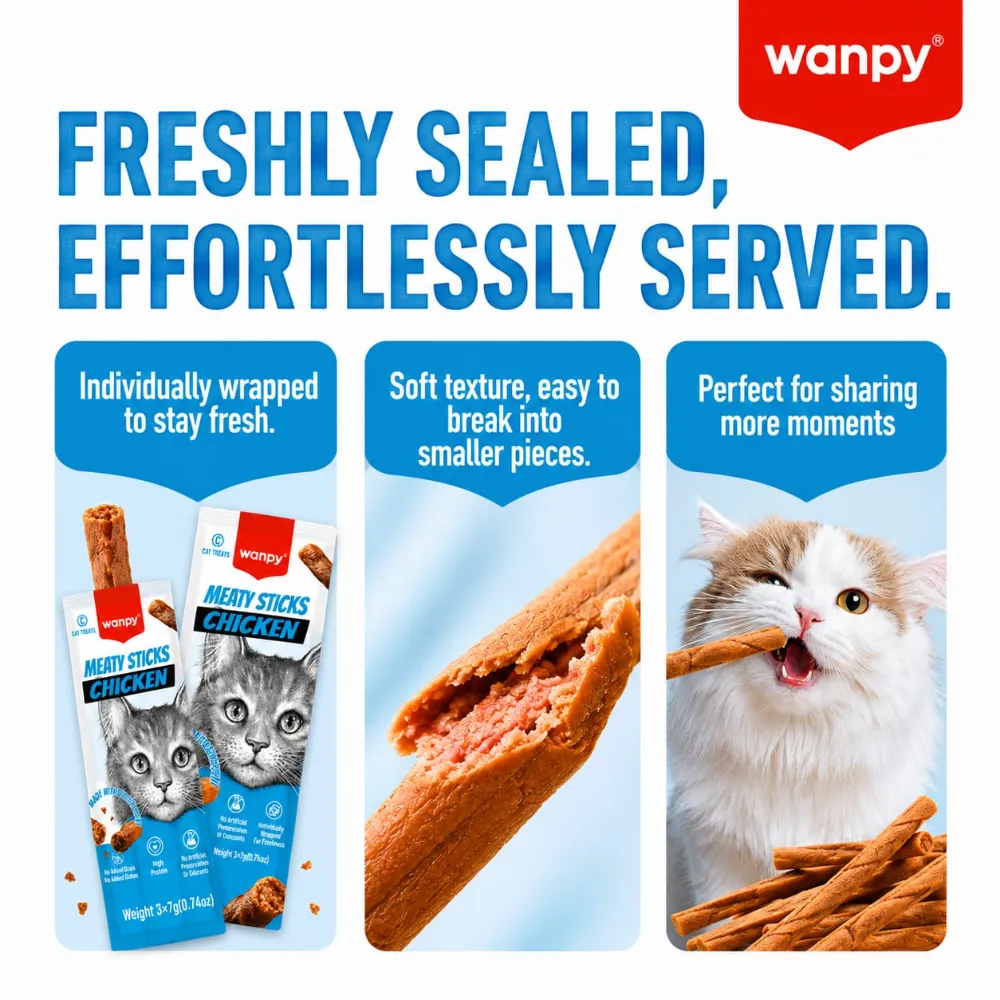 Wanpy Meaty Sticks Cat Treat Chicken 21gm