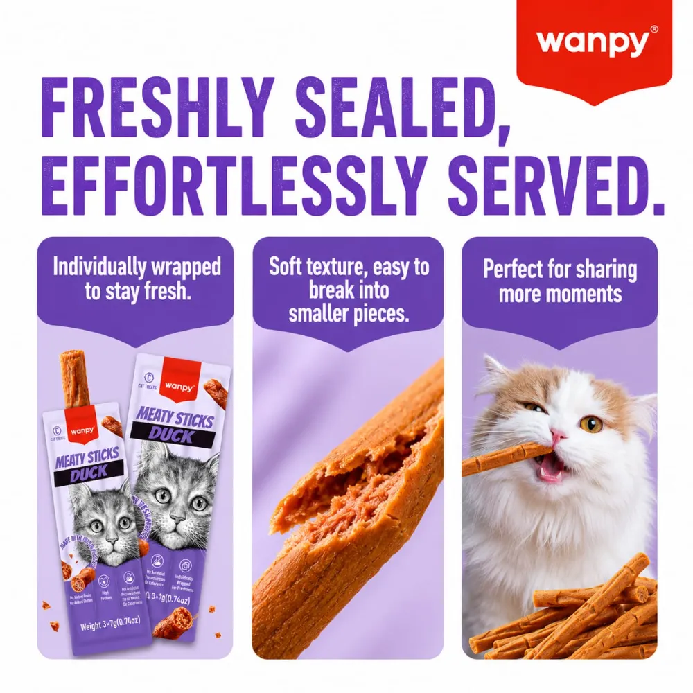 Wanpy Meaty Sticks Cat Treat Duck 21gm
