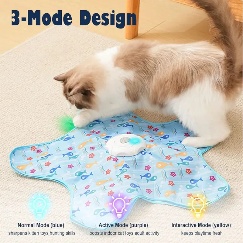 Automatic Hide and Seek Cat Toy with Moving Single Feather for Indoor Cats with USB Rechargeable