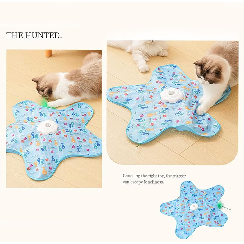 Automatic Hide and Seek Cat Toy with Moving Single Feather for Indoor Cats with USB Rechargeable