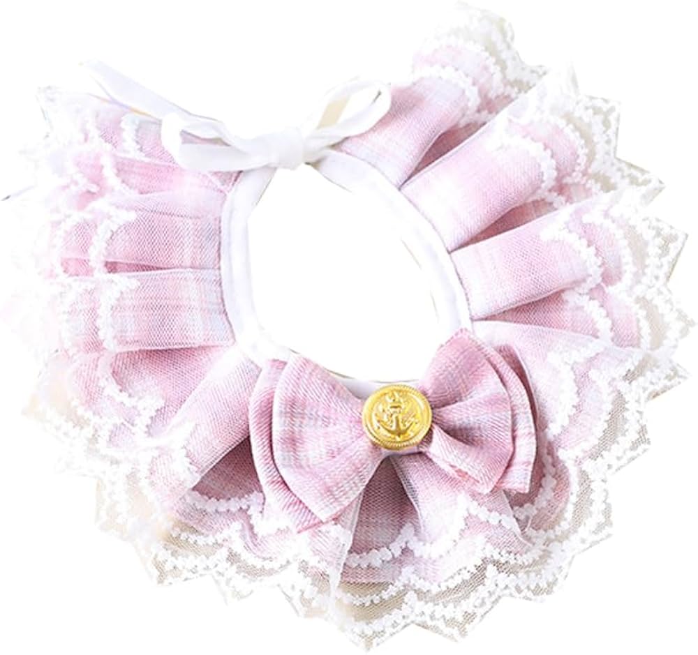 Fashionable Plaid Lace Scarf Bow Collar for Pet Cat & Puppy