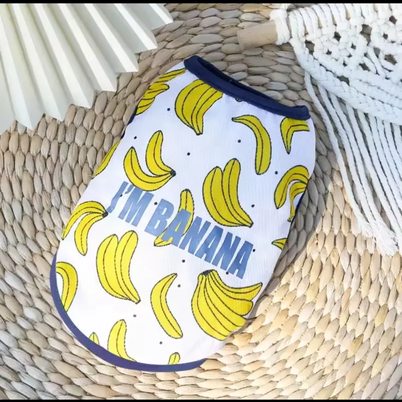 Banana Printed Sleeveless Dress / Tshirt for Pet Cat ( No Exchange )