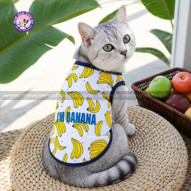 Banana Printed Sleeveless Dress / Tshirt for Pet Cat ( No Exchange )
