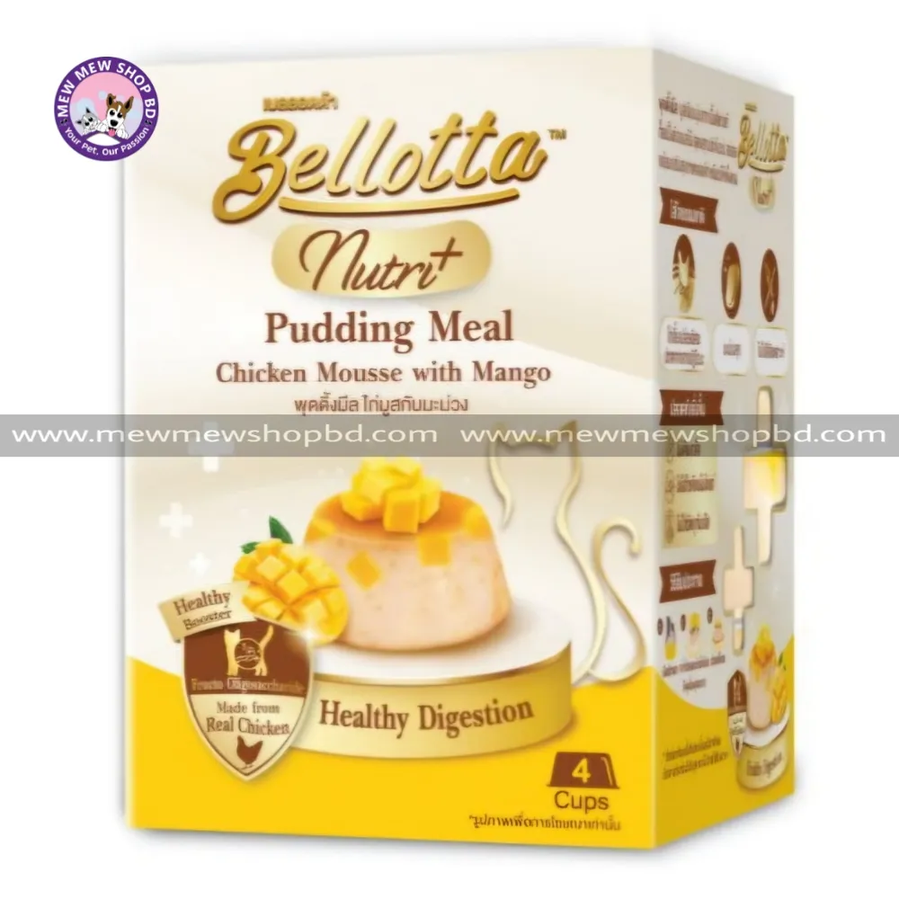 Bellotta Nutri Plus Pudding Meal Healthy Digestion Chicken Mousse with Mango 4×25gm