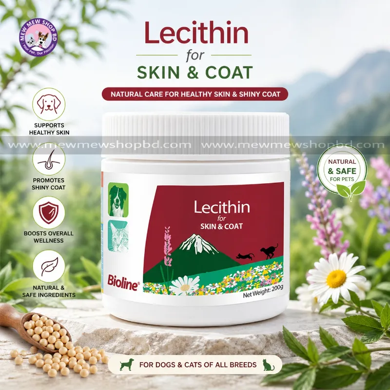 Bioline Lecithin for Skin & Coat for Cats and Dogs 200g – Dietary Supplement for Healthy Skin and Fur