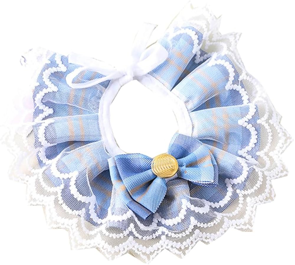 Fashionable Plaid Lace Scarf Bow Collar for Pet Cat & Puppy