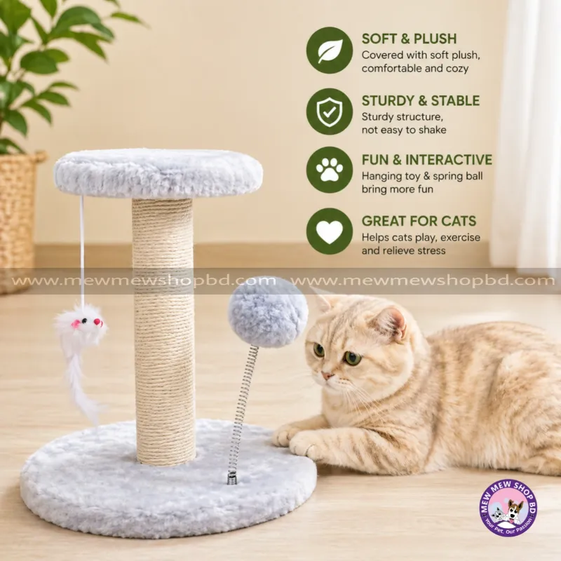 Cat Scratching Post tree Sisal Rope Soft Smooth Plush Scratch Tower With Interactive Toys