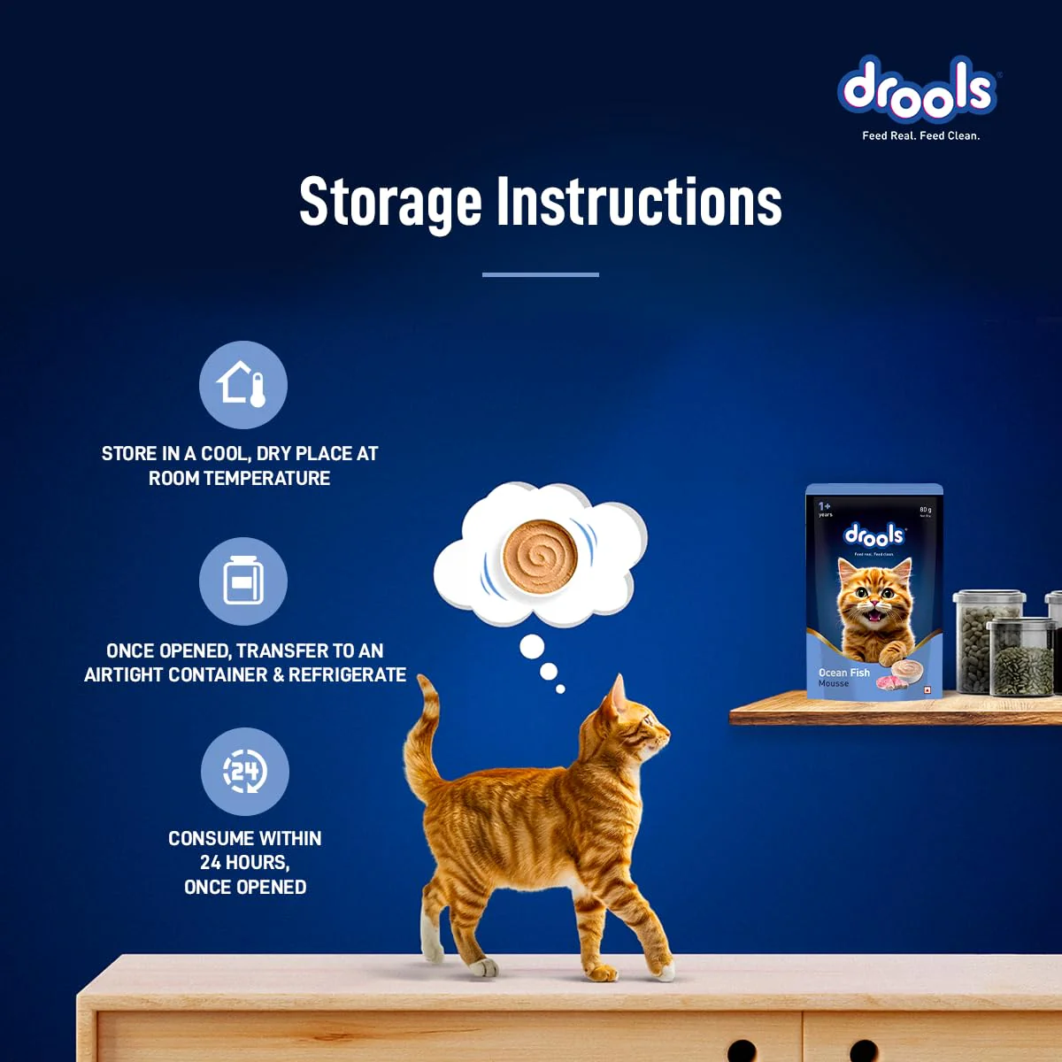Drools Adult Cat Pouch Ocean Fish Mousse Flavor 80g