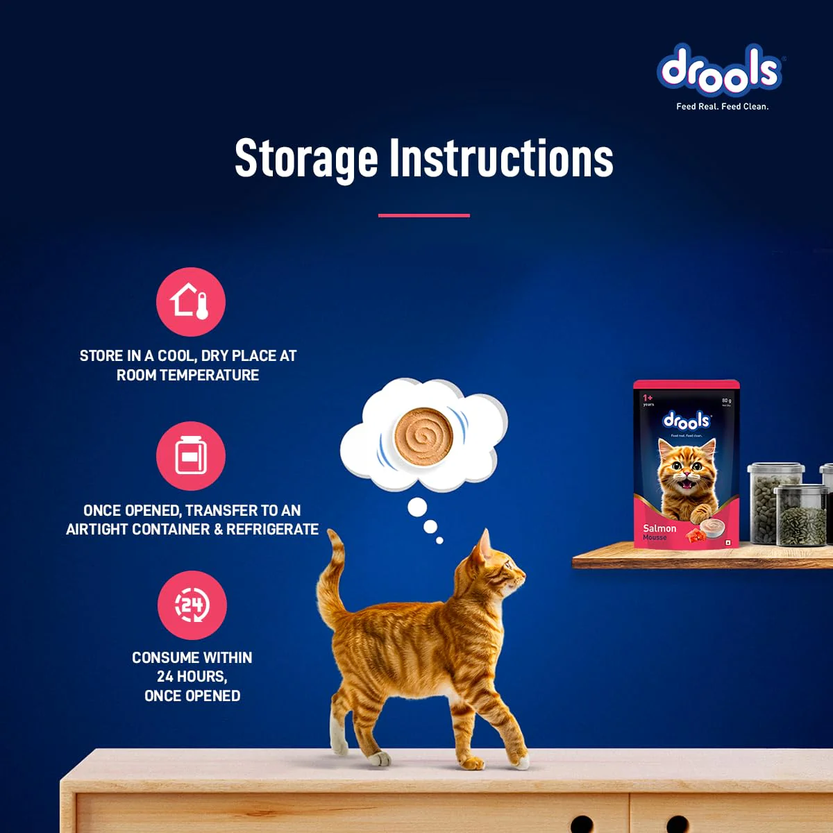 Drools Adult Cat Pouch Salmon Mousse Flavor 80g