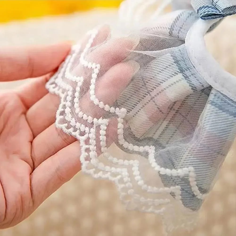 Fashionable Plaid Lace Scarf Bow Collar for Pet Cat & Puppy