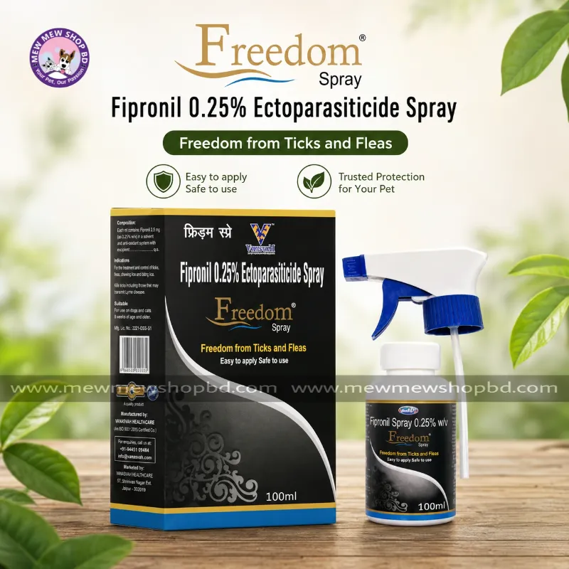 Fipronil 0.25% Ectoparasiticide Freedom Tick & Flea Control Spray 100ml