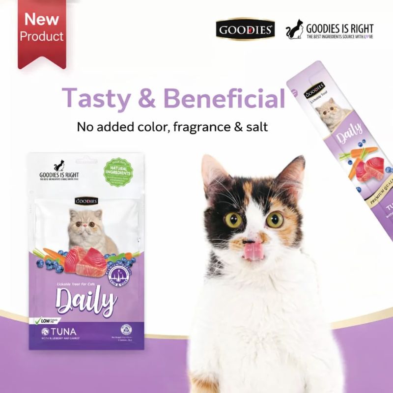 Goodies Lickable Creamy Daily Cat Treat Tuna Flavor 5pcs Pack