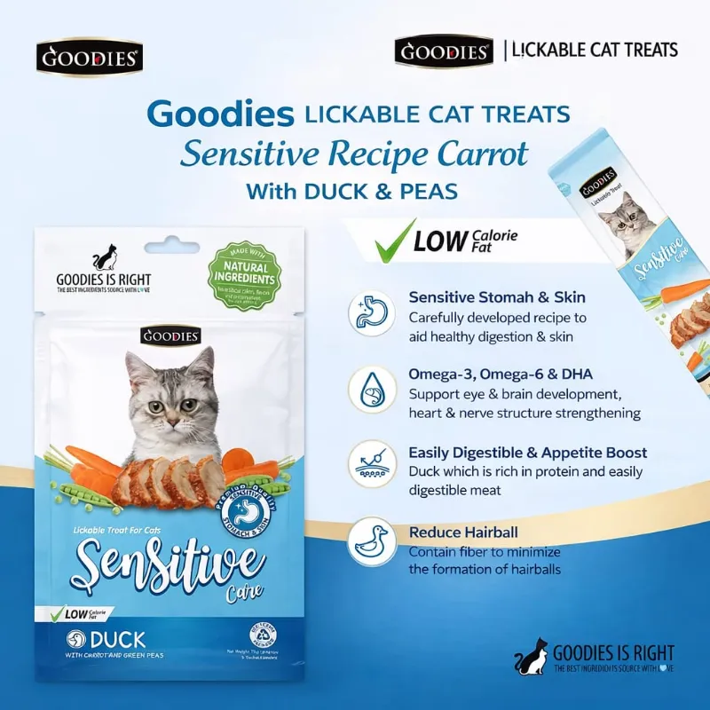 Goodies Lickable Creamy Sensitive Care Cat Treat Duck Flavor 5pcs Pack