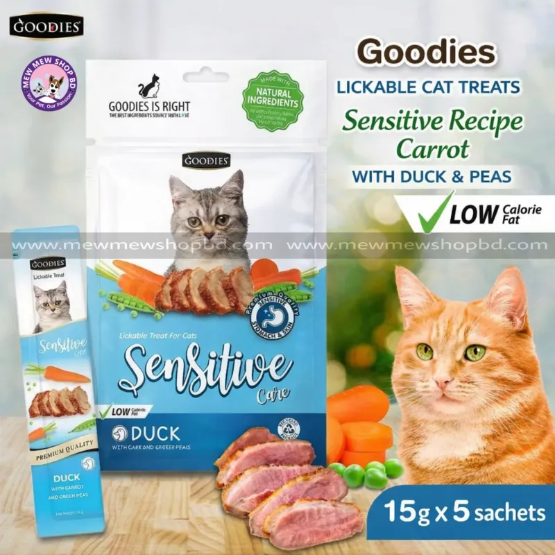 Goodies Lickable Creamy Sensitive Care Cat Treat Duck Flavor 5pcs Pack