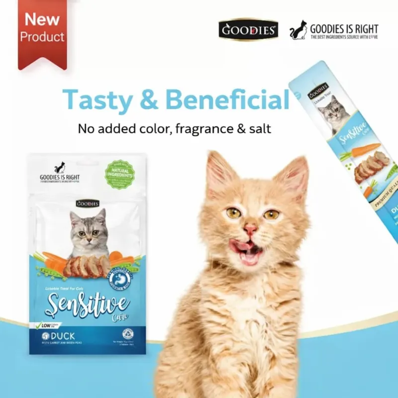 Goodies Lickable Creamy Sensitive Care Cat Treat Duck Flavor 5pcs Pack