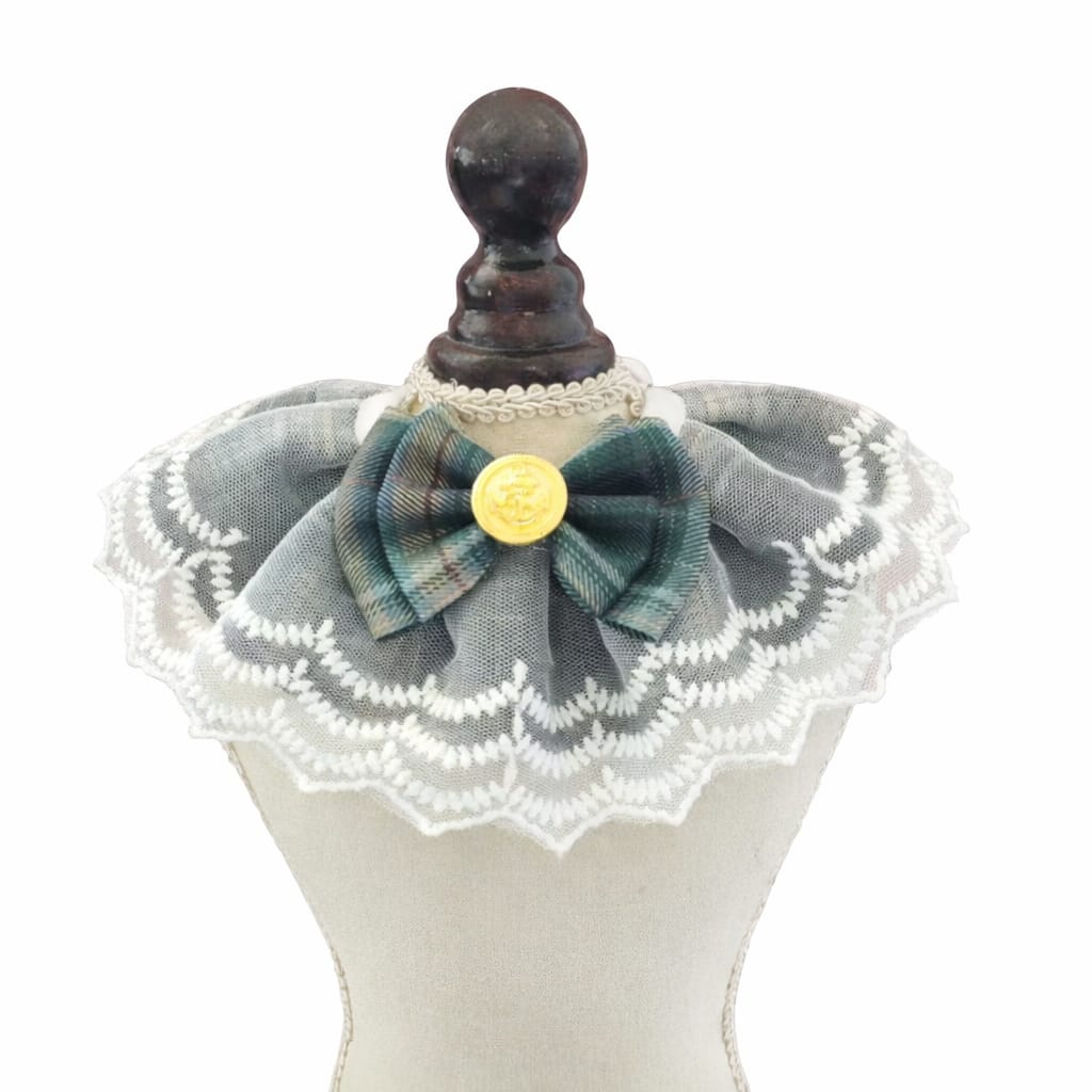 Fashionable Plaid Lace Scarf Bow Collar for Pet Cat & Puppy