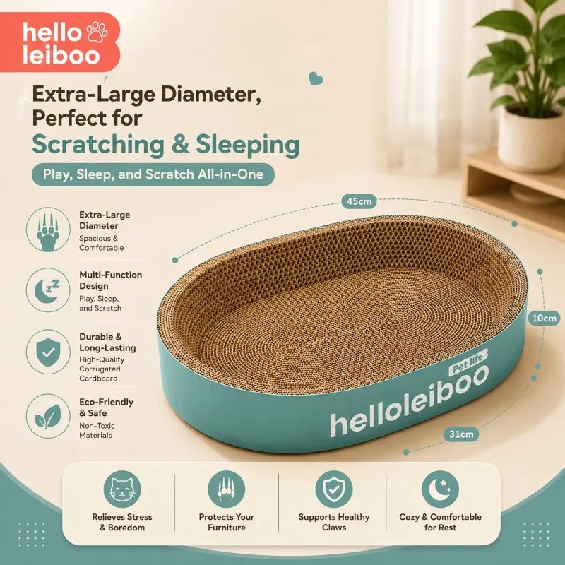 Helloleiboo Premium Oval Shape Pet Cat Cardboard Scratcher for Pet Cats & Kittens (Only for Dhaka Metro)