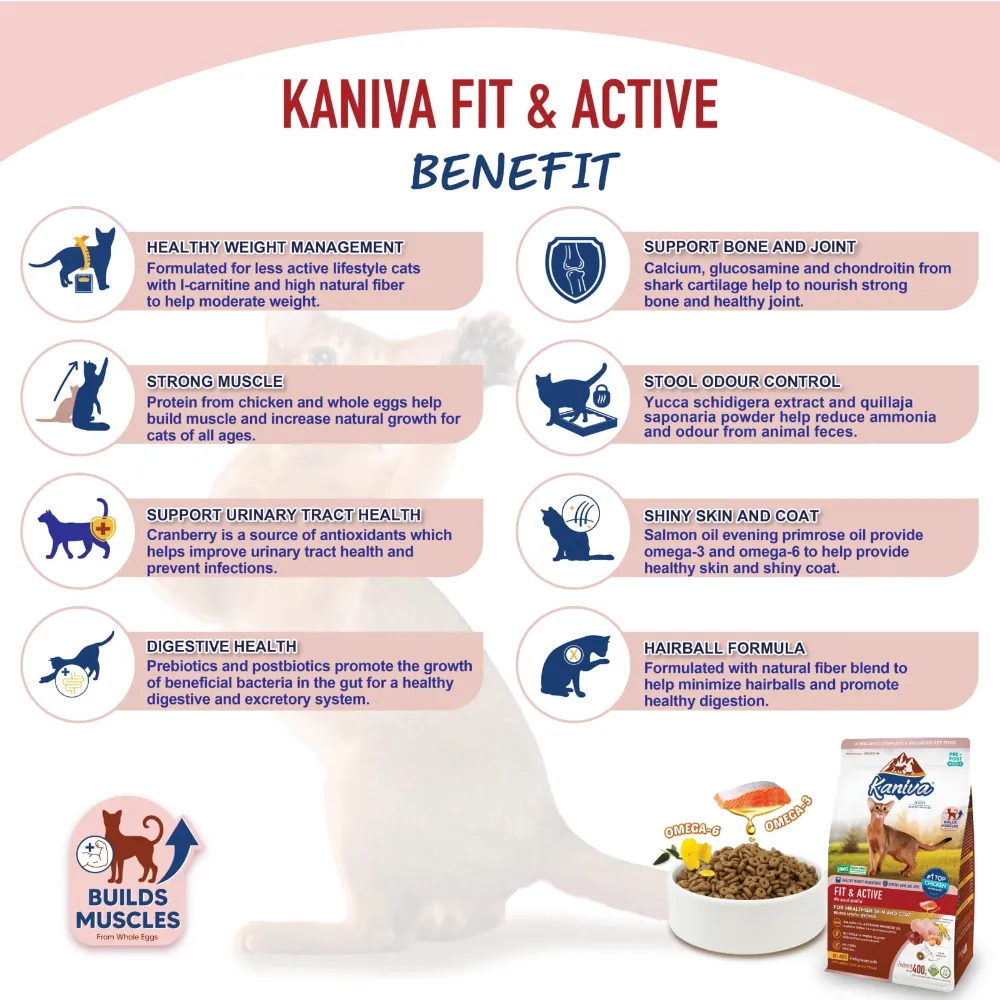 Kaniva Fit & Active Chicken & Egg Dry Cat Food for Adult & kitten