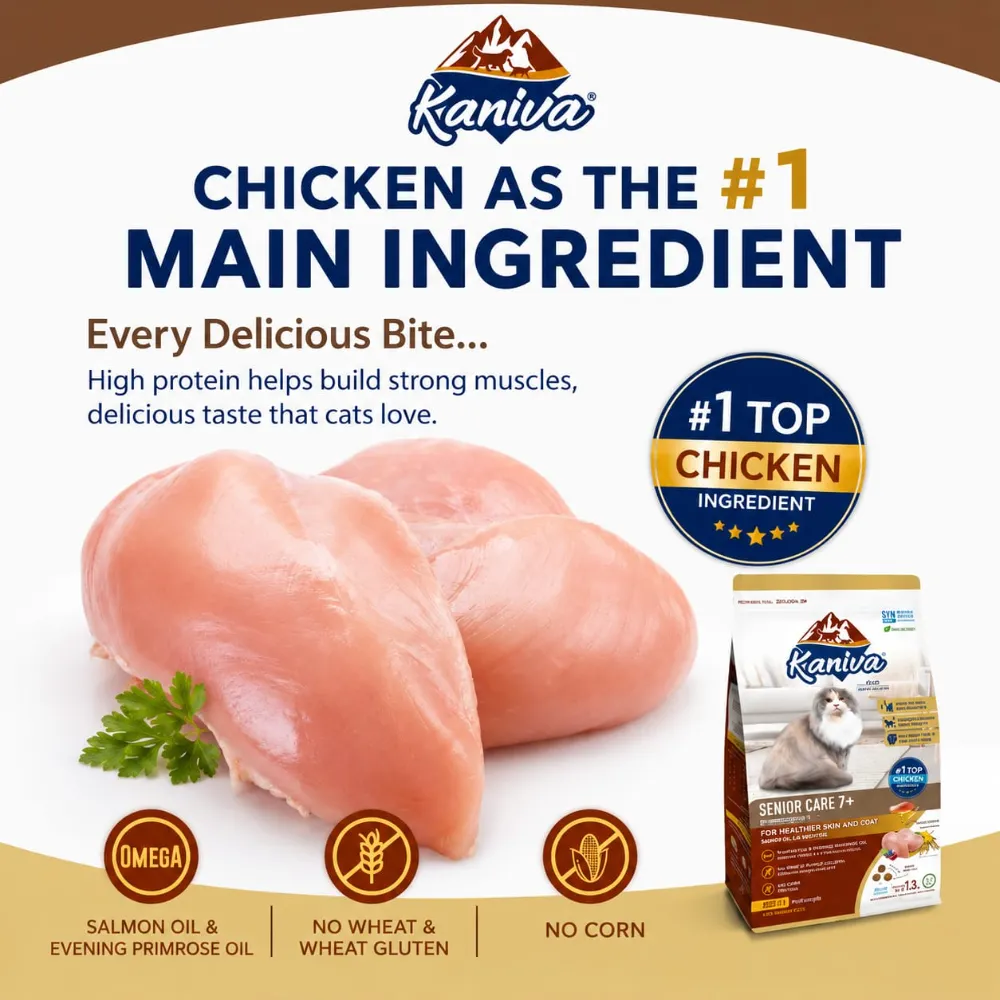 Kaniva Senior Care 7+ Formula Chicken & Rice Dry Cat Food