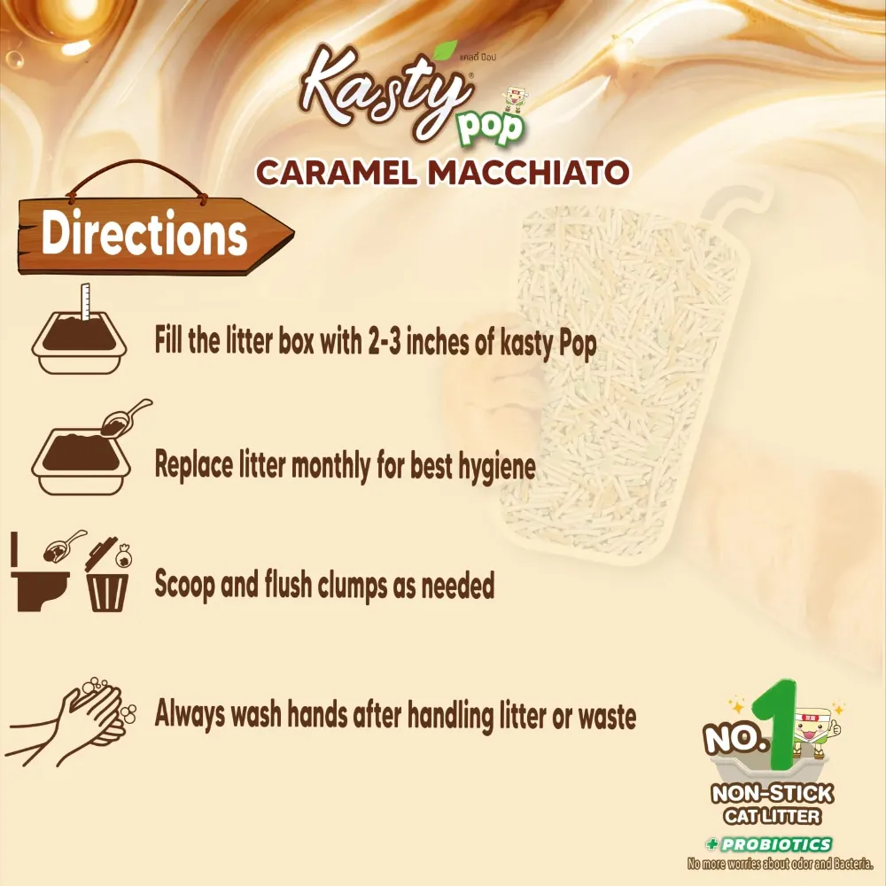 Kasty Pop Tofu Cat Litter Caramel Machiato Flavor 6L