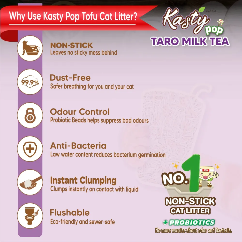Kasty Pop Tofu Cat Litter Taro Milk Tea Flavor 6L