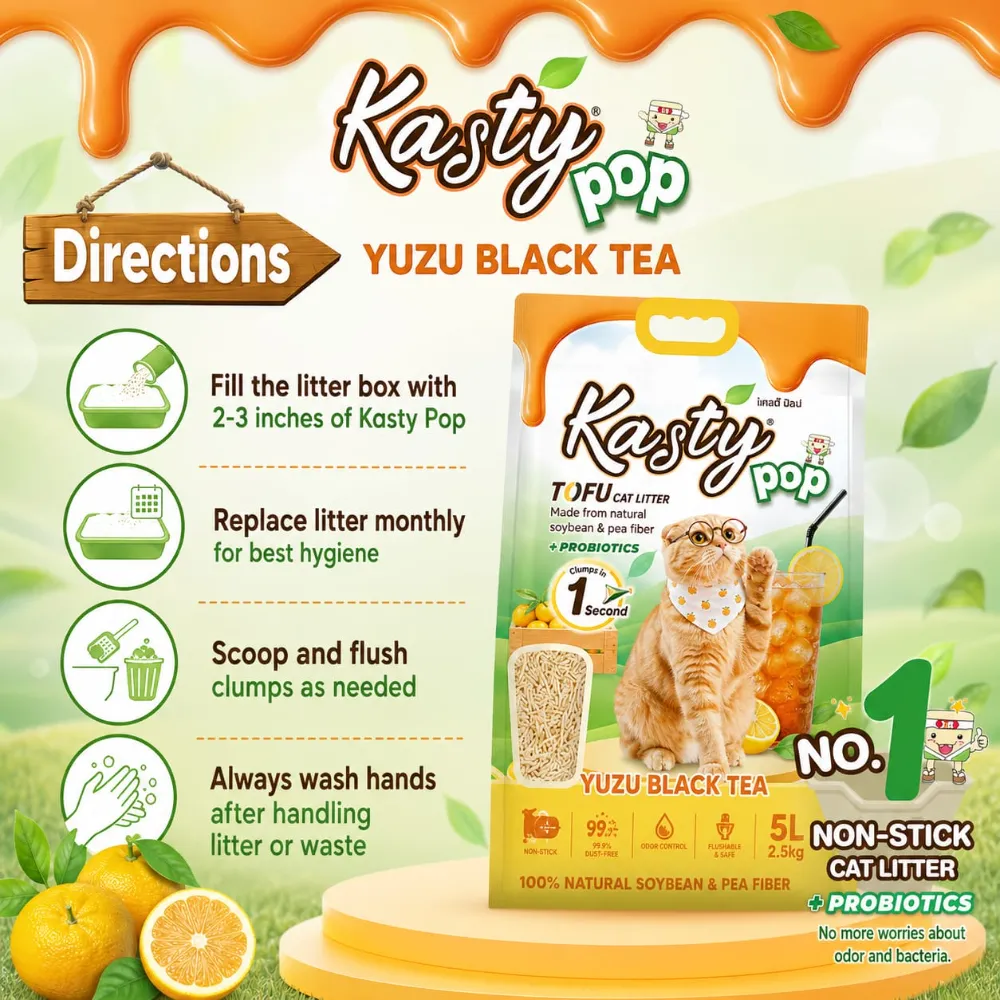 Kasty Pop Tofu Cat Litter Yuzu Black Tea Flavor 6L