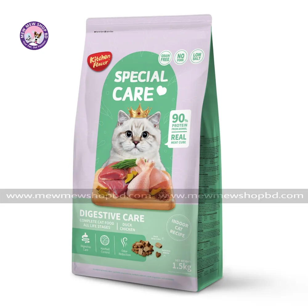 Kitchen Flavor Grain Free Special Care Digestive Care Complete Cat Food All Life Stages Duck & Chicken 1.5kg