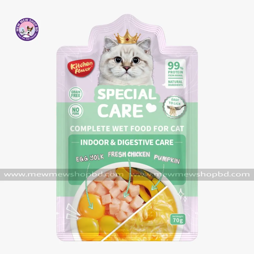 Kitchen Flavor Special Care Indoor & Digestive Care Complete Wet Cat Food Pouch for All Life Stages 70g