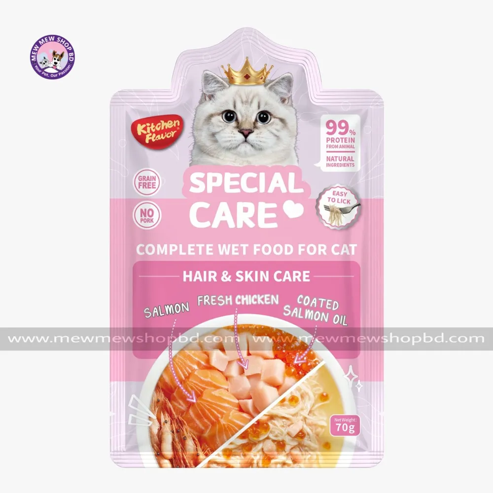 Kitchen Flavor Special Care Hair & Skin Care Complete Wet Cat Food Pouch for All Life Stages 70g