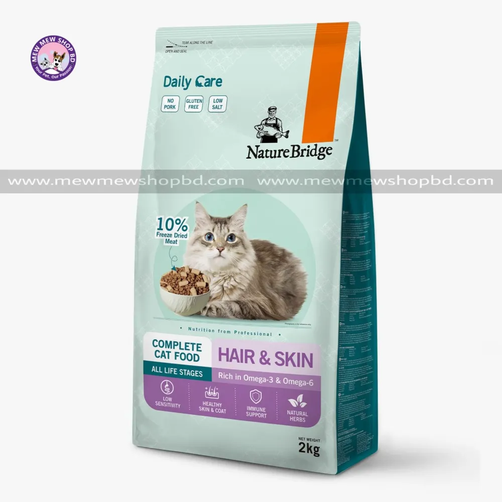 Nature Bridge Daily Care Hair & Skin with Freeze Dried Meat Complete Food for Cat All Life Stages 2kg