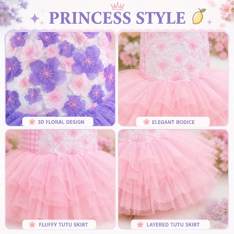 Peach Blossom Style Comfortable Frock Dress for Pet Cat & Puppy ( No Exchange)