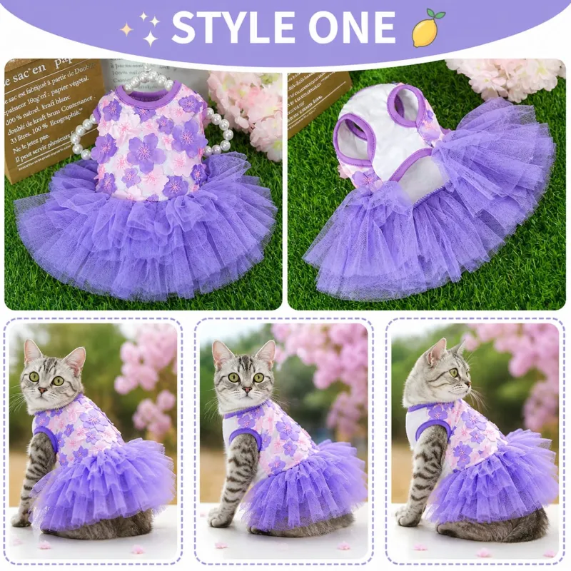 Peach Blossom Style Comfortable Frock Dress for Pet Cat & Puppy ( No Exchange)