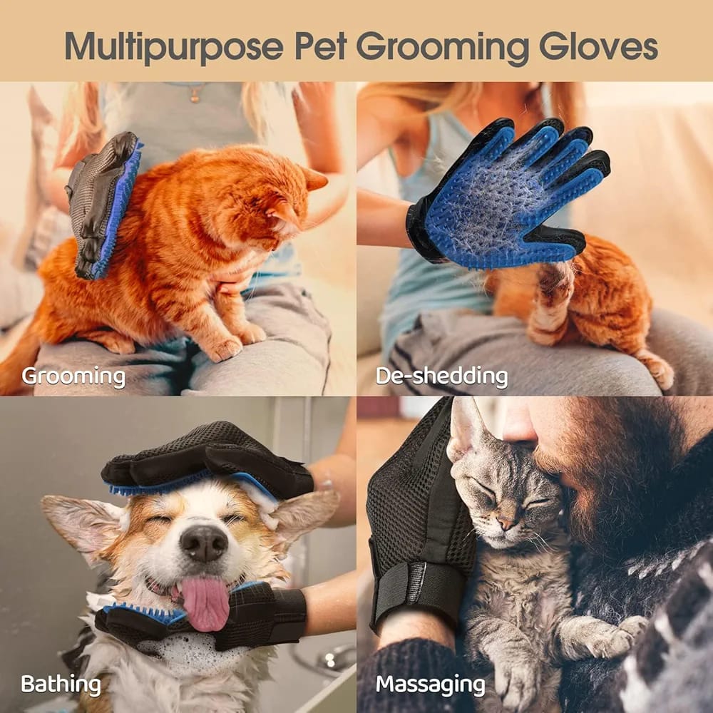 Pet Grooming Gloves  || Hair Remove, Effective Massage, Bathing For All Pets