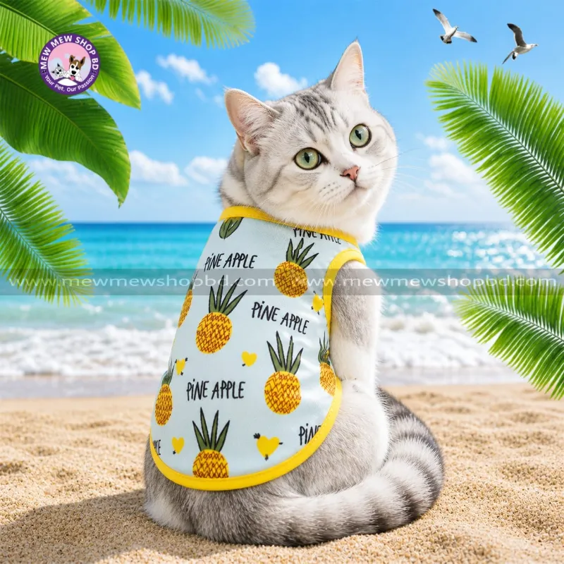 Pineapple Printed Sleeveless Dress / Tshirt for Pet Cat ( No Exchange )