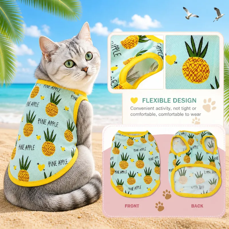 Pineapple Printed Sleeveless Dress / Tshirt for Pet Cat ( No Exchange )