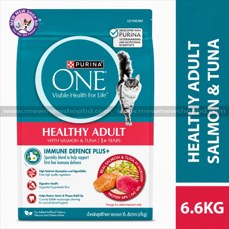 Purina One Healthy Adult with Salmon & Tuna Dry Cat Food 6.6kg