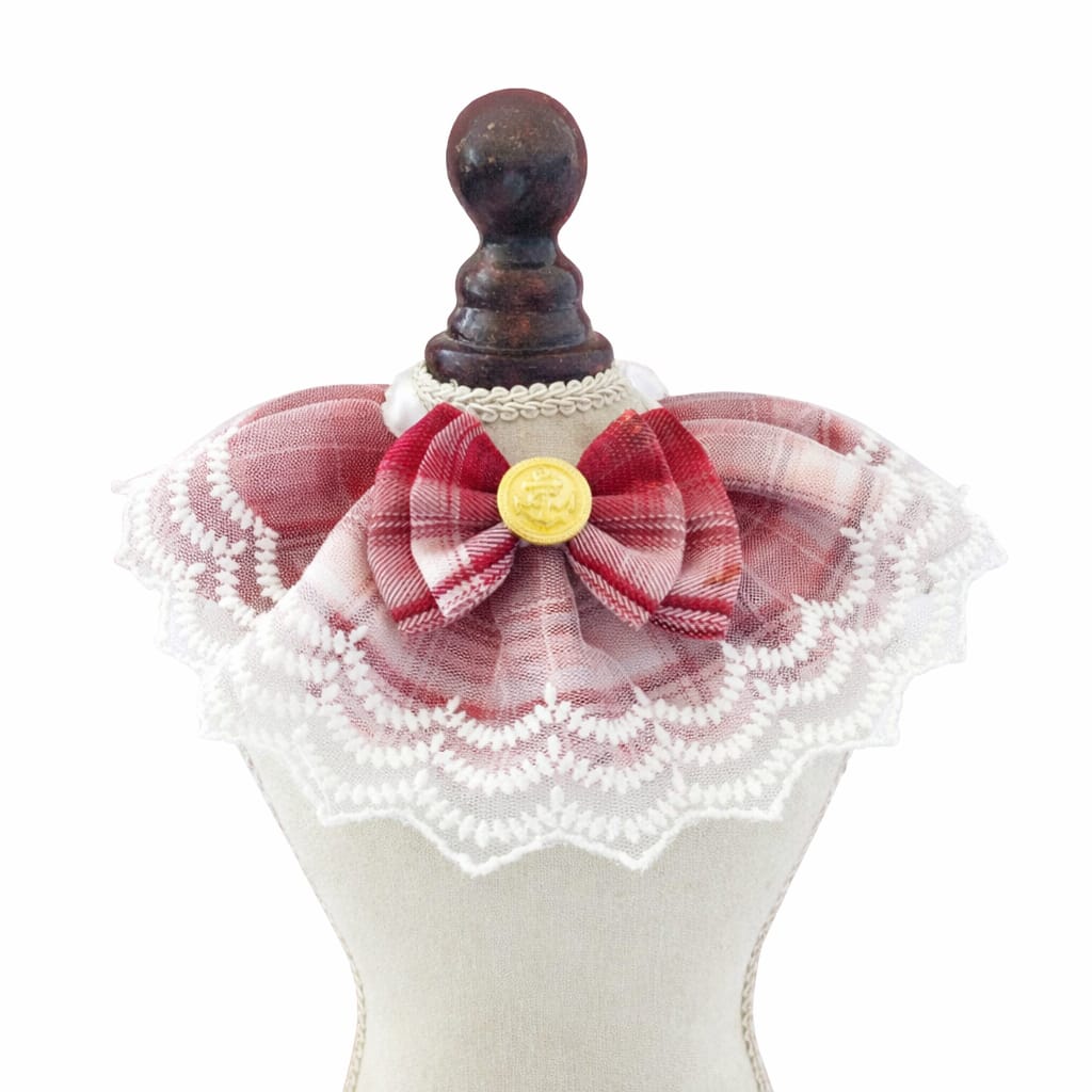 Fashionable Plaid Lace Scarf Bow Collar for Pet Cat & Puppy