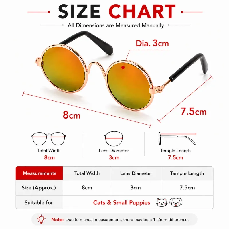Round Shape Sunglasses For Lovely Pet Cat & Puppy