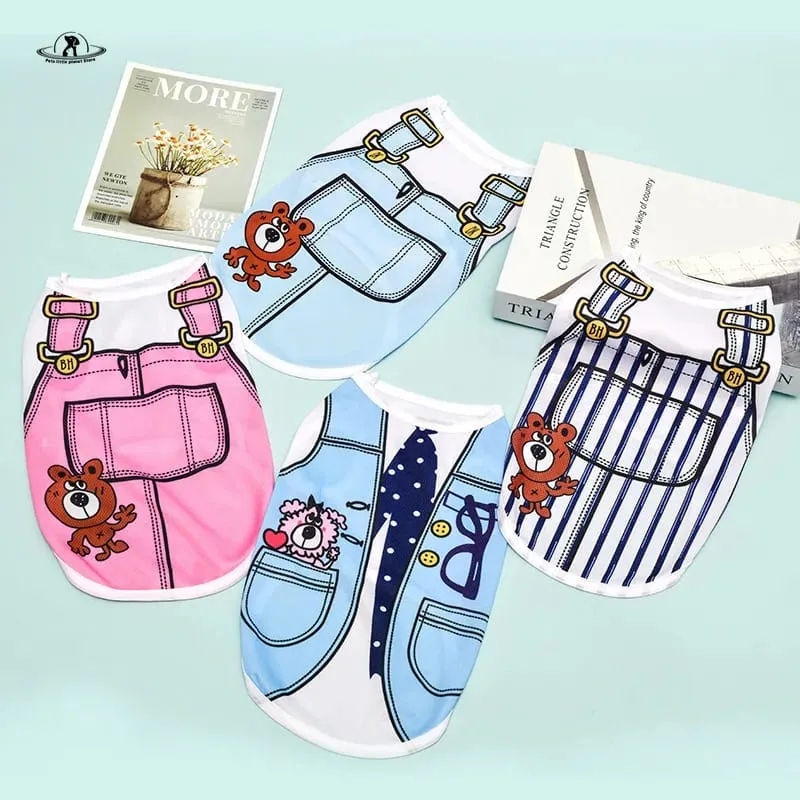 Teddy Design Soft Fabric Pet Cat Sleeveless Dress / Tshirt for Summer & Easy to Wear ( No Exchange)