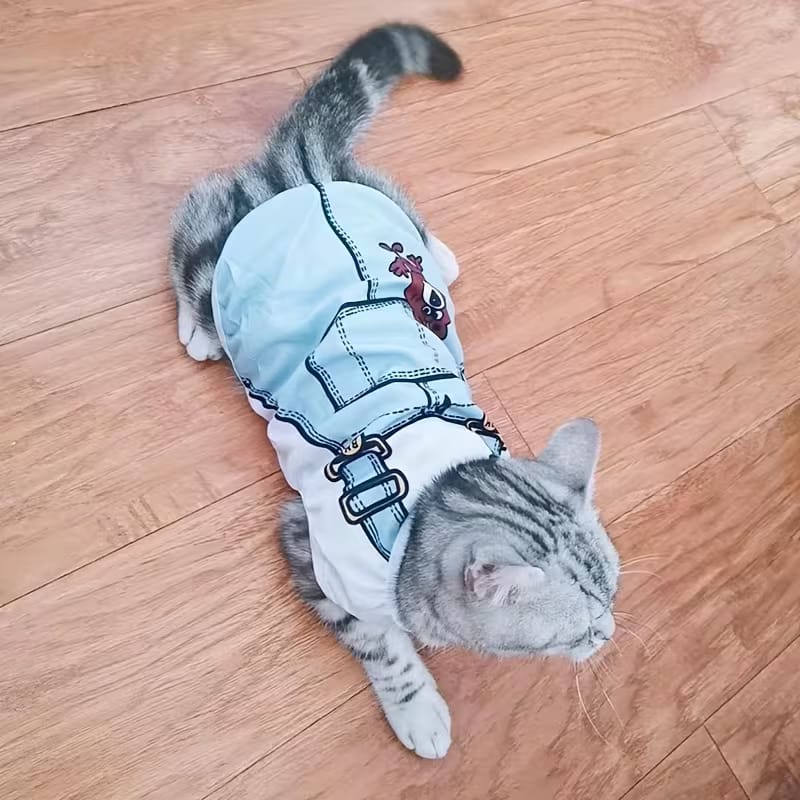 Teddy Design Soft Fabric Pet Cat Sleeveless Dress / Tshirt for Summer & Easy to Wear ( No Exchange)