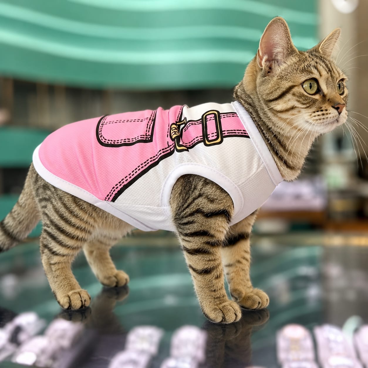 Teddy Design Soft Fabric Pet Cat Sleeveless Dress / Tshirt for Summer & Easy to Wear ( No Exchange)