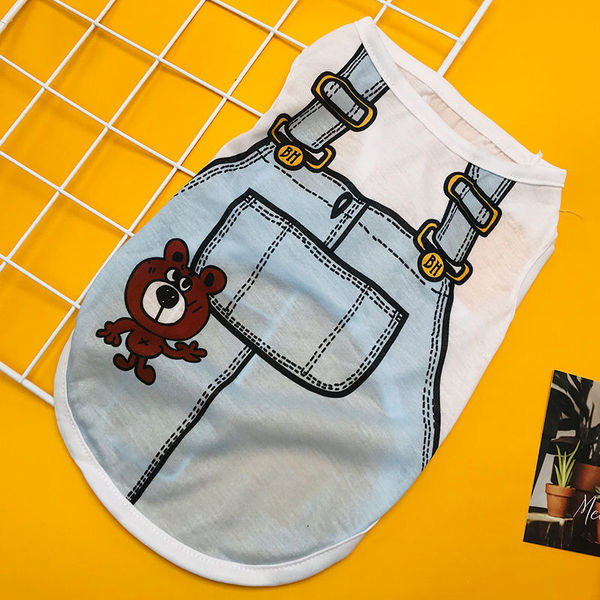 Teddy Design Soft Fabric Pet Cat Sleeveless Dress / Tshirt for Summer & Easy to Wear ( No Exchange)