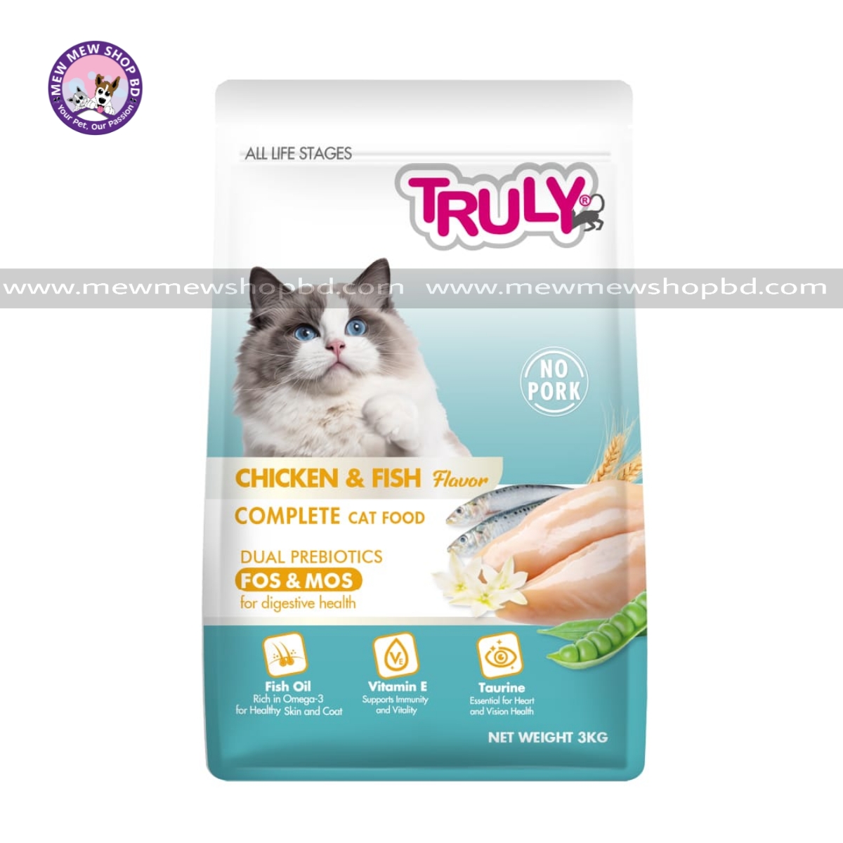 Truly All Life Stages Dry Cat Food Chicken & Fish Flavor 3kg