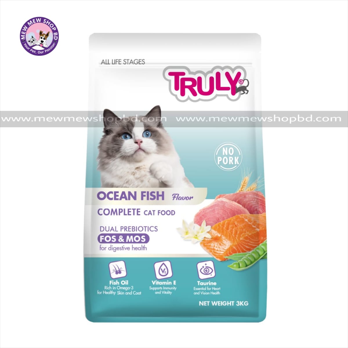 Truly All Life Stages Dry Cat Food Ocean Fish Flavor 3kg