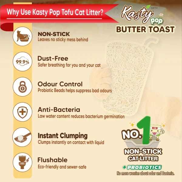 Kasty Pop Tofu Cat Litter Butter Toast Scent Flavor 6L