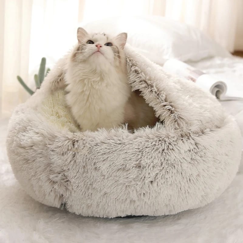 2 in1 Soft Plush Pet Bed House with Cover for Small Dogs & Cats